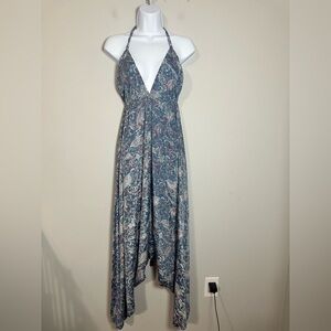 Karma Highway Boho Paisley Harem Jumpsuit Halter Neck Drop Crotch Romper OS